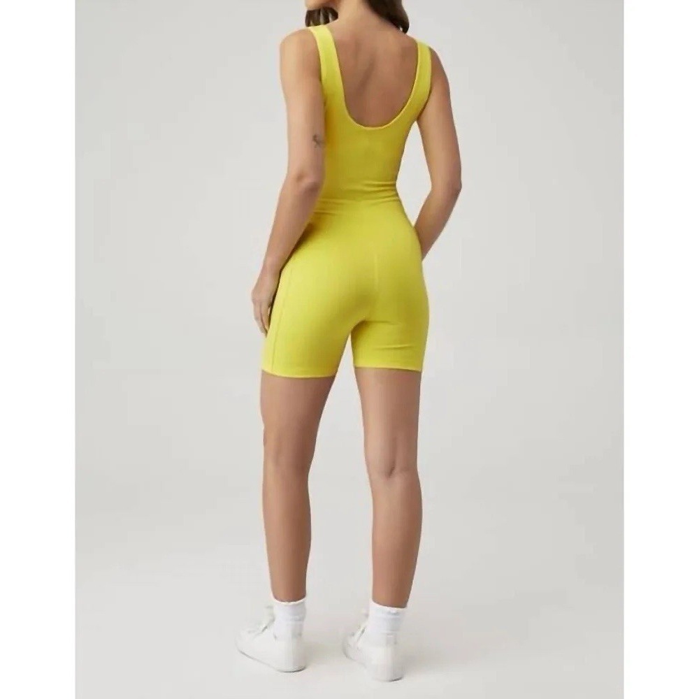 $110 NWT Year of Ours Track Romper Yellow Lemon S Pilates Spin Soul Cycle GYM